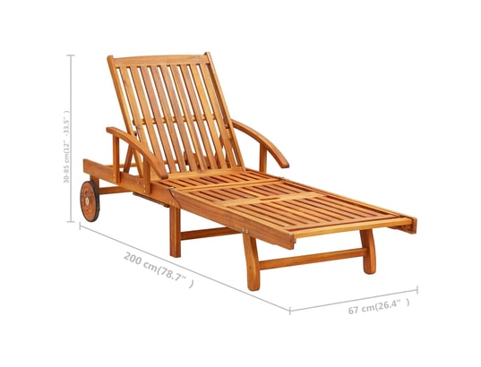 VIDAXL - Bain de soleil Chaise longue de jardin avec coussin bois d'acacia solide