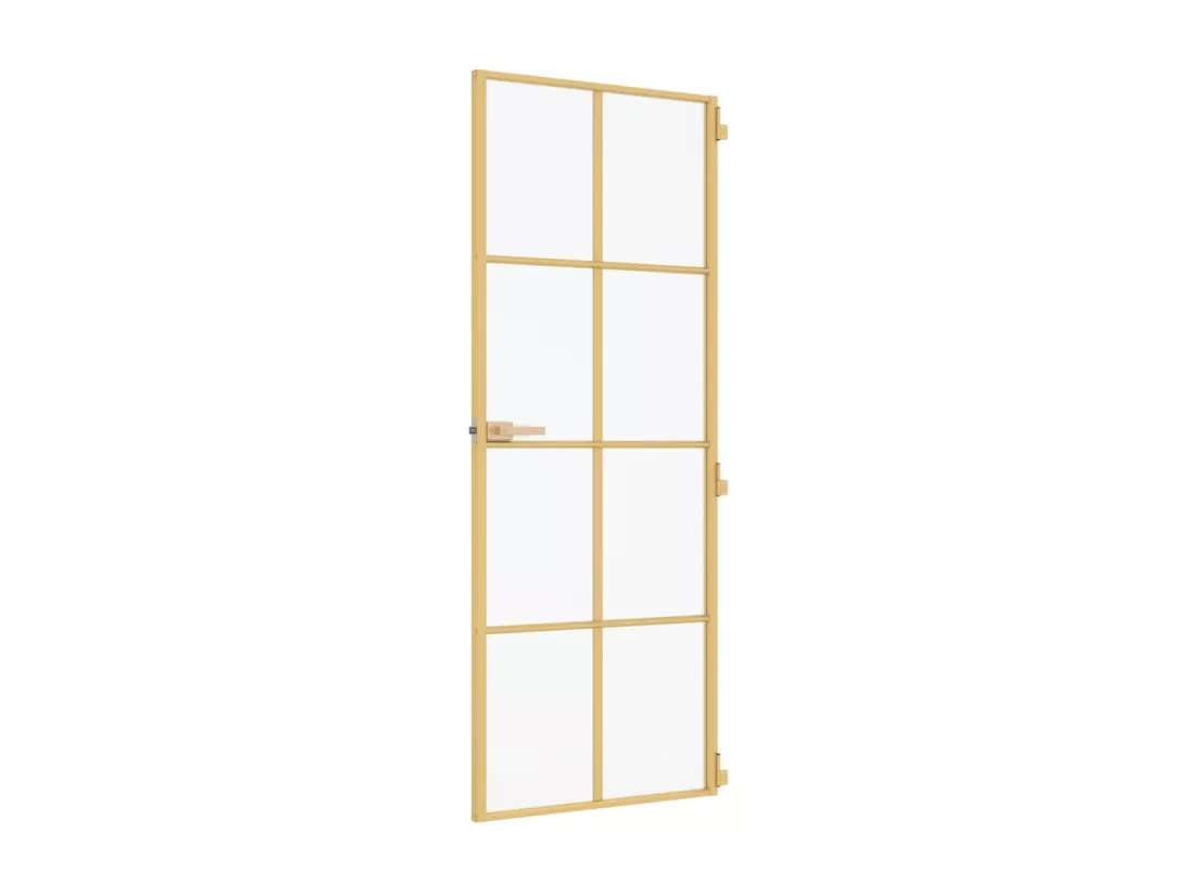 Porte intérieure mince doré 83x201,5 cm verre trempé aluminium