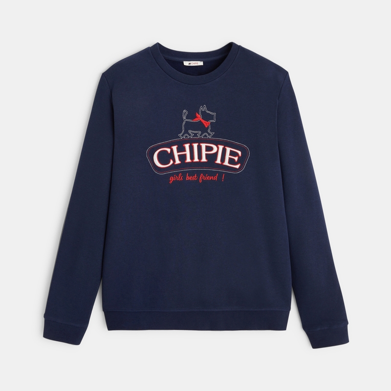 Sweat brodé adulte Chipie bleu fille