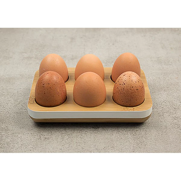 Plateau à oeufs en bambou blanc Pebbly
