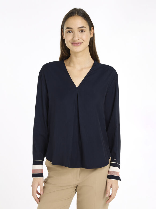 Tommy Hilfiger GLOBAL STP VISCOSE RLXD BLOUSE Desert sky