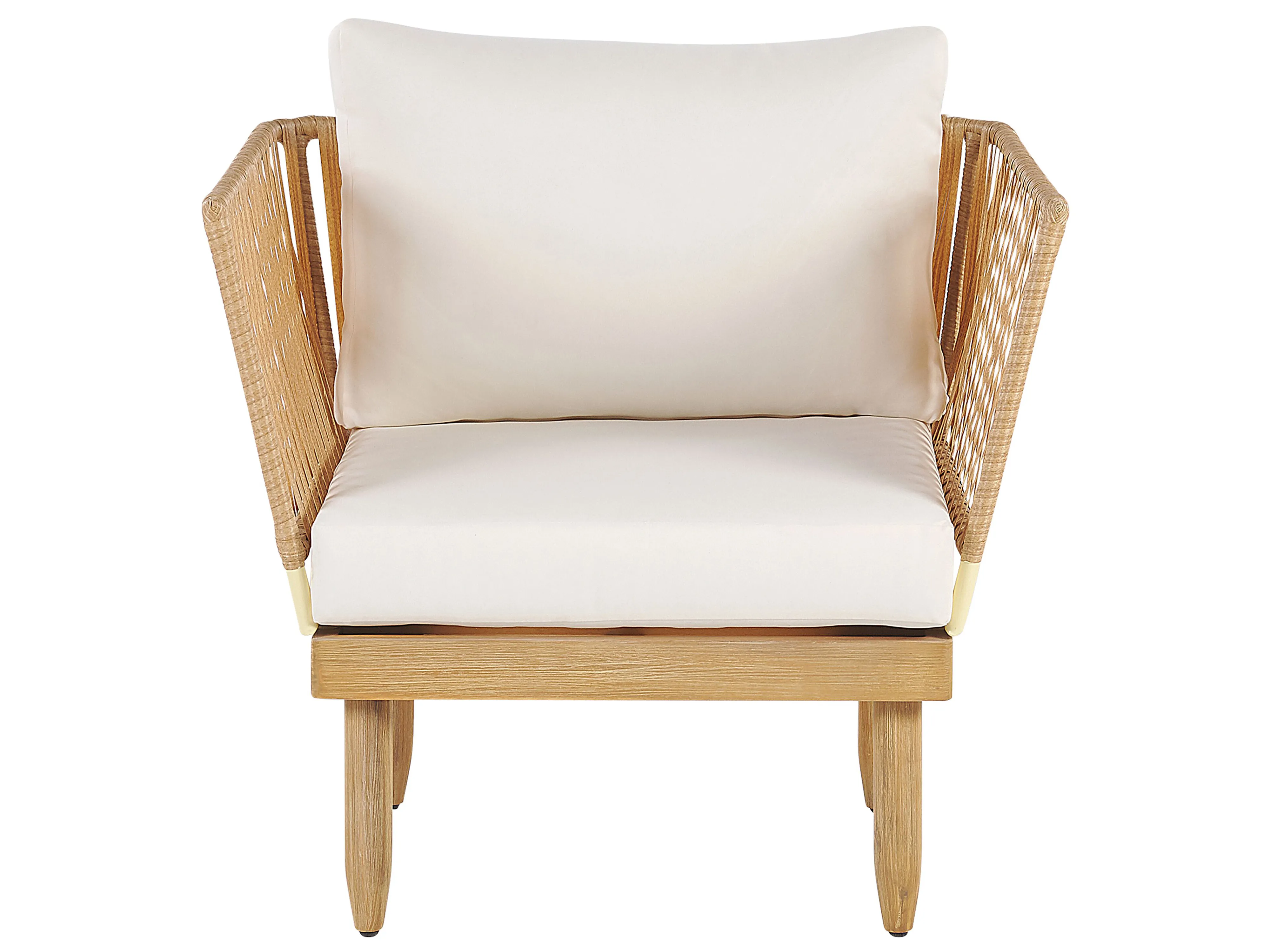 Loungeset met tafel 4-zits CREMONA linkszijdig Acaciahout Gebroken wit