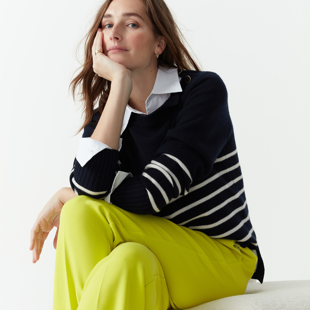 COLEÇÕES LA REDOUTE<br>Calças largas em poliviscose