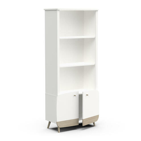 Bibliothèque 2 tablettes + 2 portes FIRMIANA Blanc - CBA Meubles