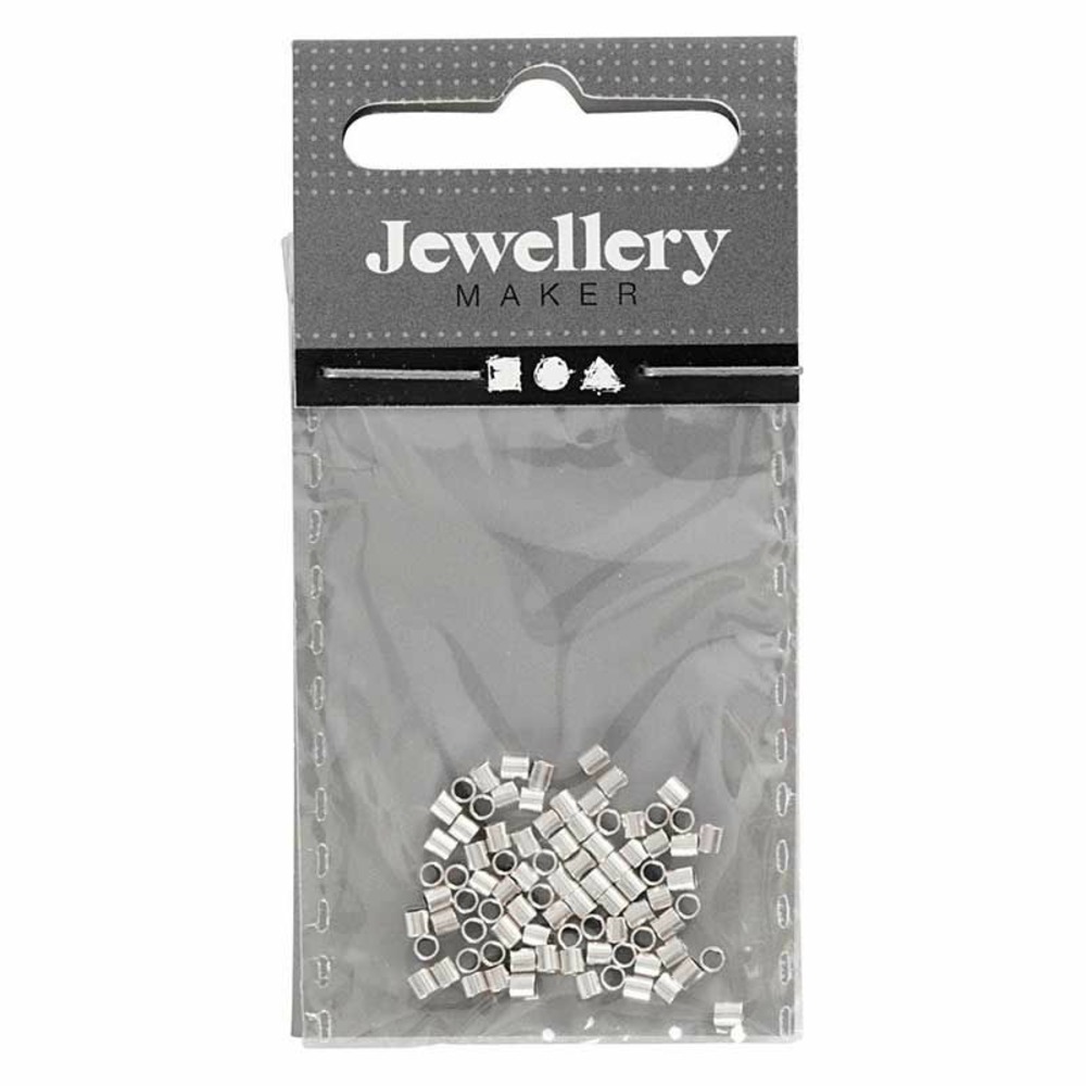 80 perles argentées en tube à écraser ø 2 mm
