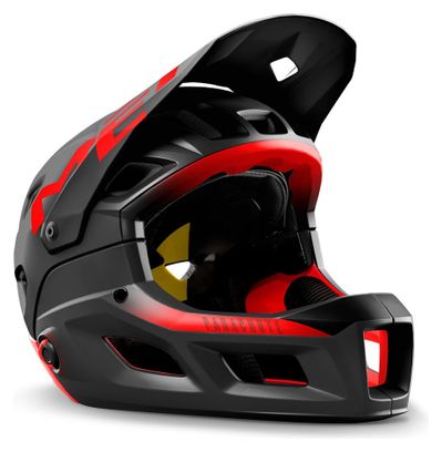 Casque avec Mentonnière Amovible Met Parachute MCR Mips Noir Rouge Mat Brillant - Produit Reconditionné