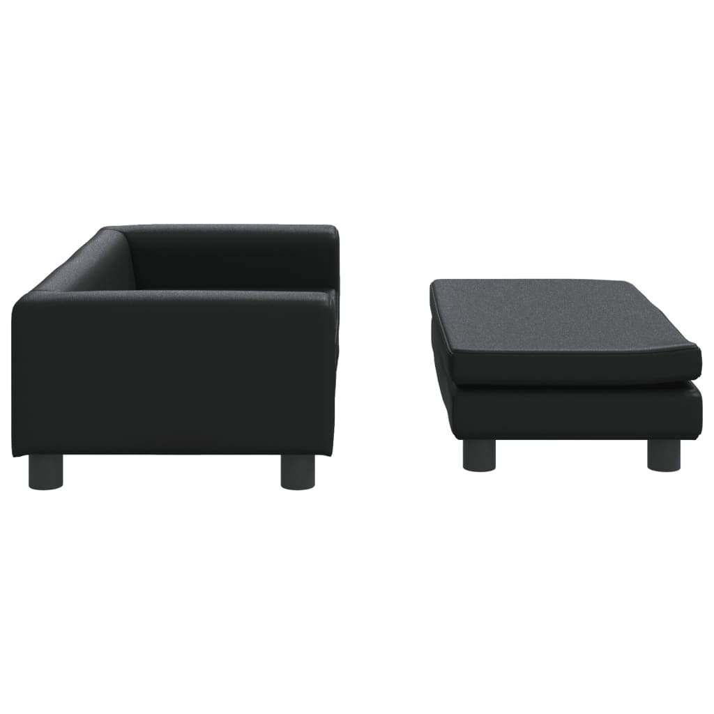 Cama para cães vidaXL com extensão, couro sintético, preta, 100x50x30 cm