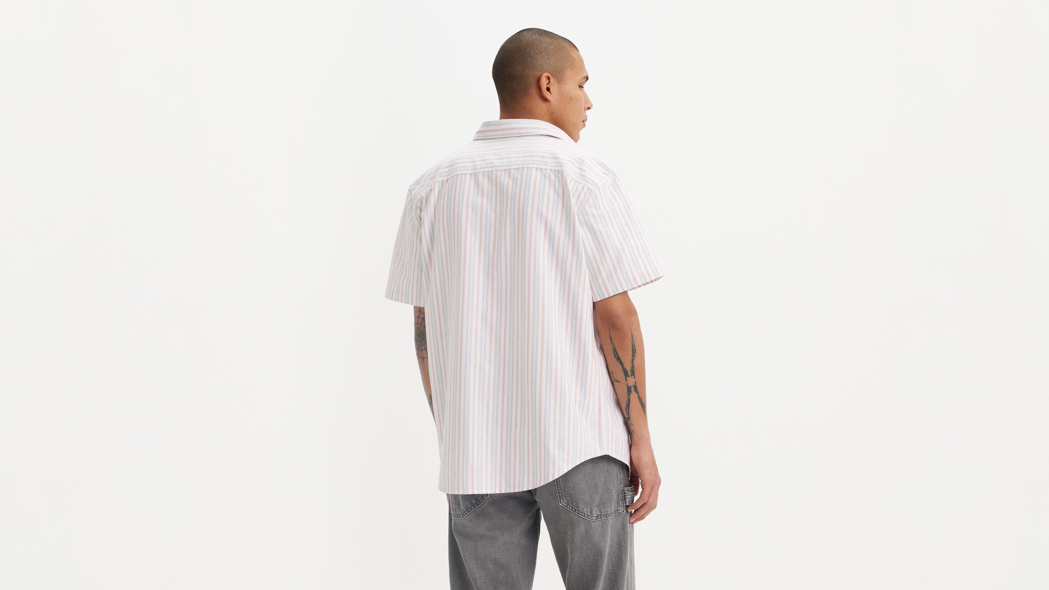 Sweat-shirt manche courte Authentic - Cupertino Stripe Bright White - Bleu