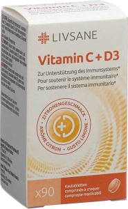 LIVSANE Vitamin C + D3 Kautabletten, 90 Stück