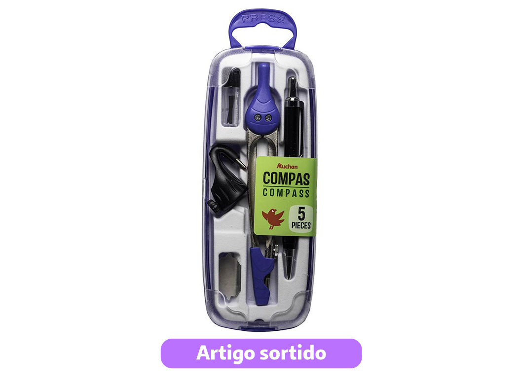 COMPASSO AUCHAN COM 5 PEÇAS CORES SORTIDAS