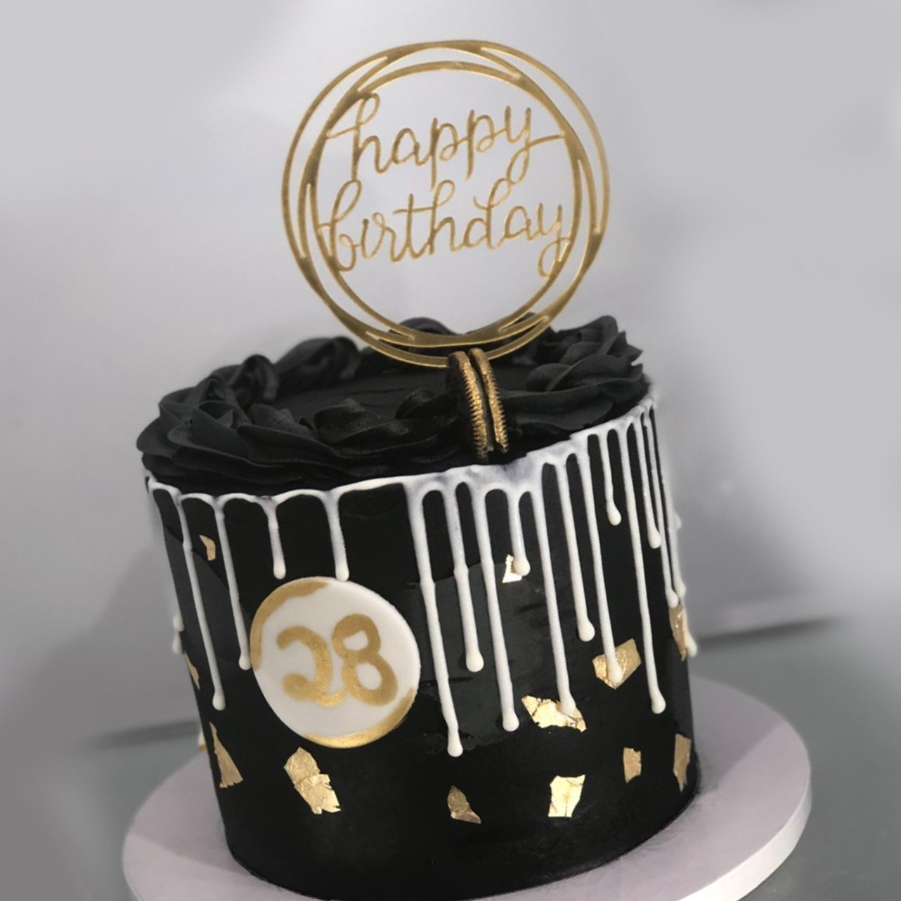 Kuchenstecker Happy Birthday Rund Acryl Tortenstecker Topper Dekoration für Torten / Kuchen - Rosa