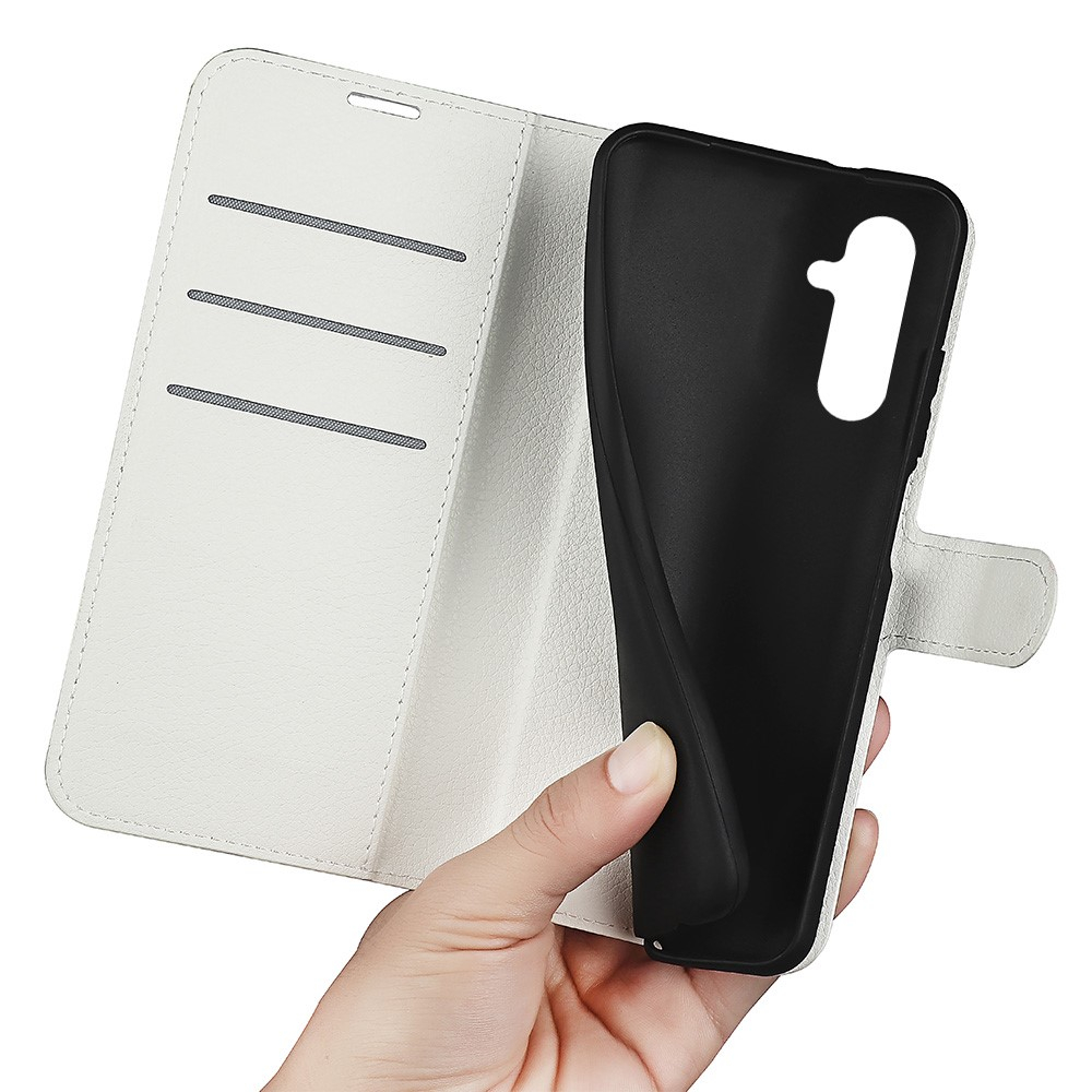 Samsung Galaxy A54 5G Leder Tasche Flip Cover Litchi Look - Weiss