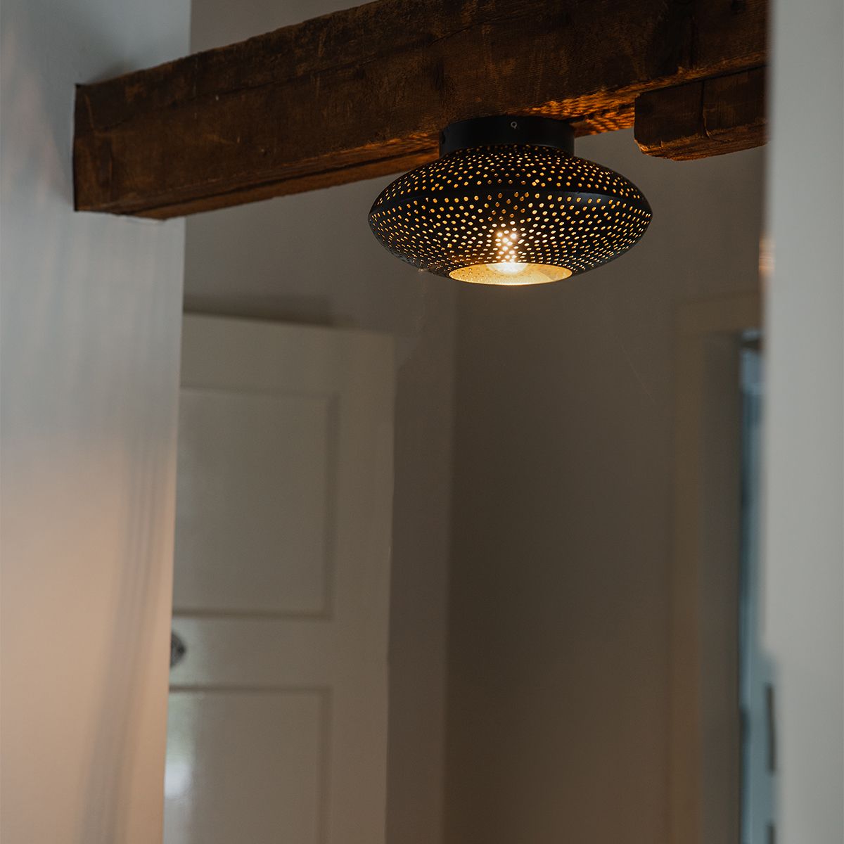 Oosterse plafondlamp zwart met goud 25 cm - Radiance
