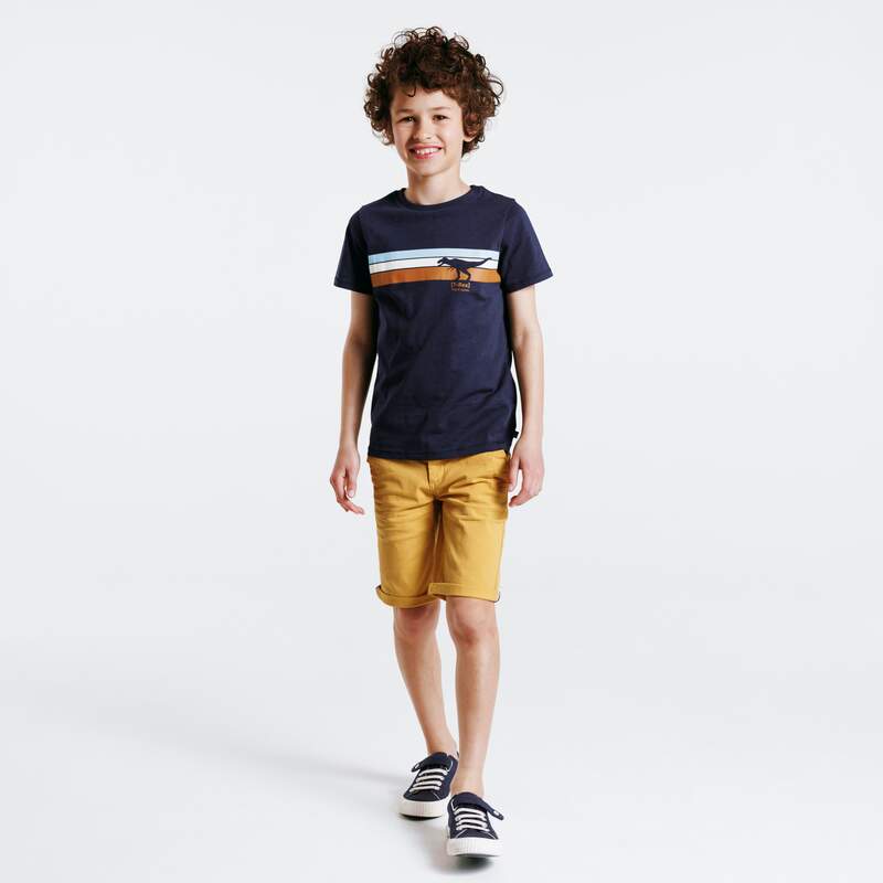 Bermuda slim en toile unie jaune garçon