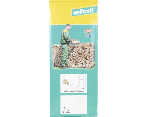 Wolfcraft brandhoutstapelhulp, 105 x 234 x 25 cm, grijs