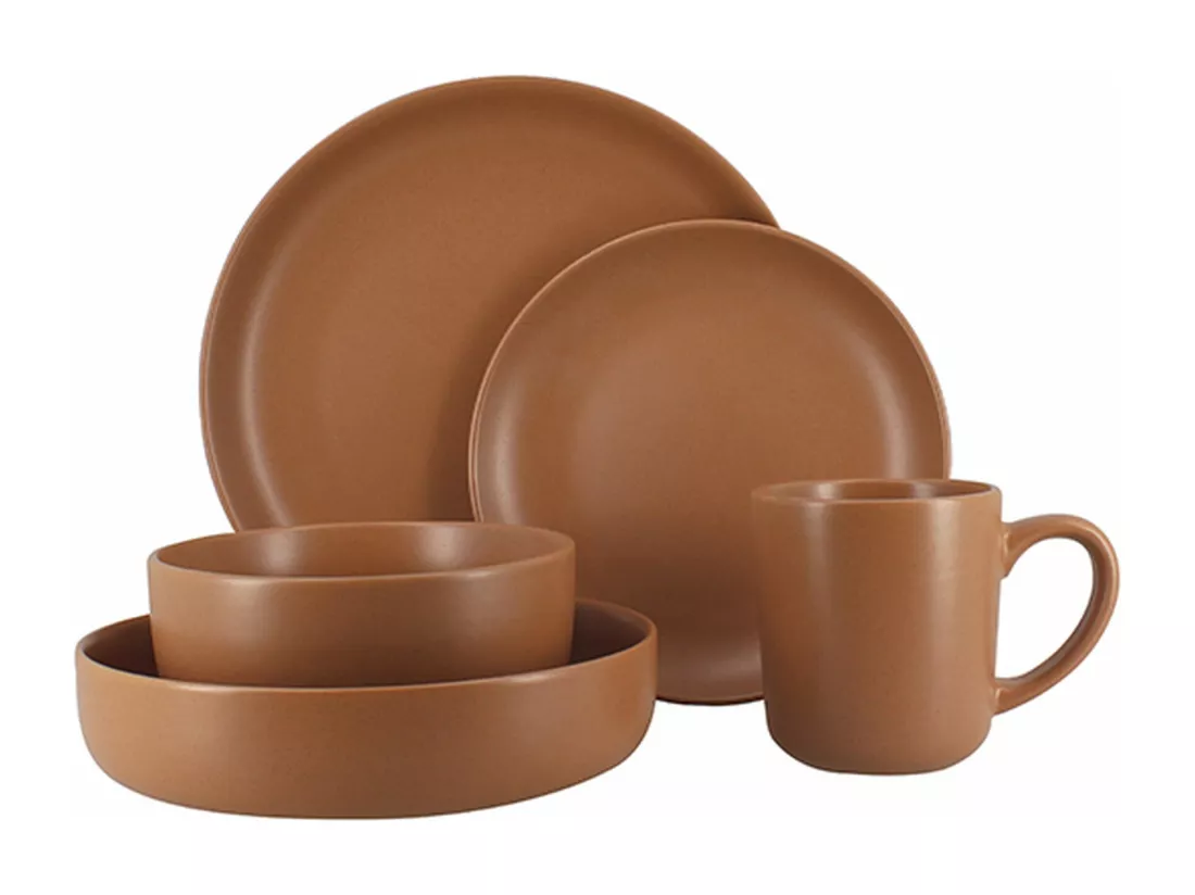 Novastyl - Lot 6 Assiettes Coupes Arita 15cm En Gres Marron