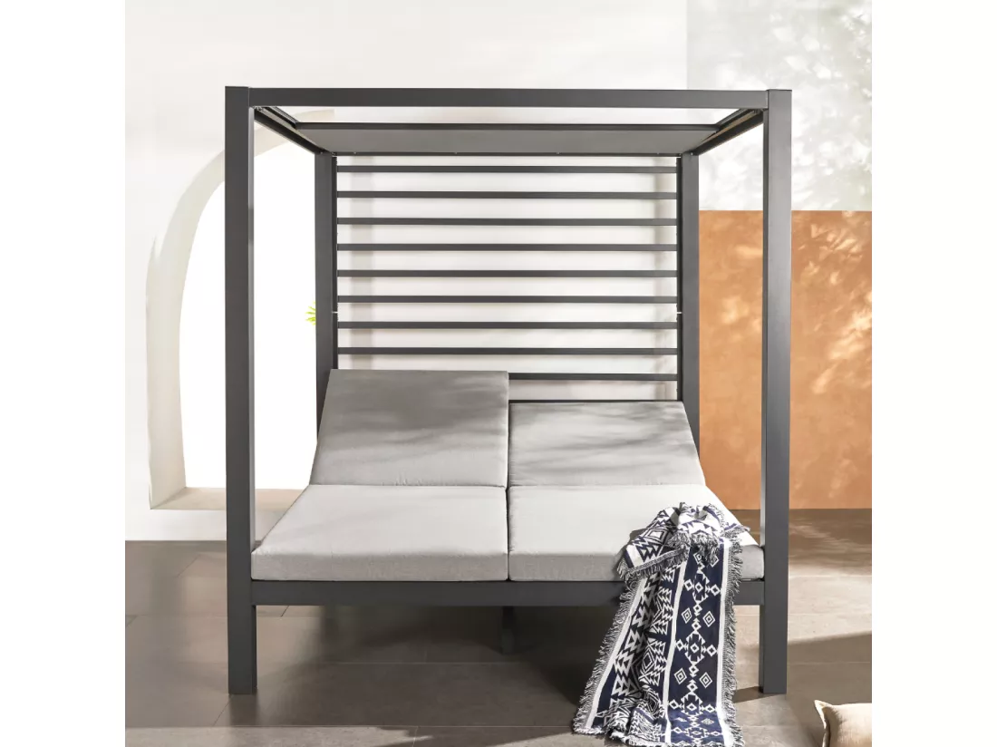 Lit de jardin 2 places structure aluminium gris foncé Matala