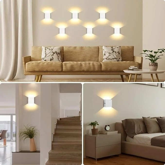 (12x12cm) 2 LED's Touch Lampe Wandleuchte Magnetische USB Home Deko Beleuchtung mit Dämmerungssensor - Weiss