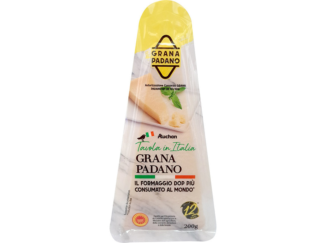 QUEIJO GRANA PADANO DOP AUCHAN Á MESA EM ITÁLIA CURA 12 MESES 200G
