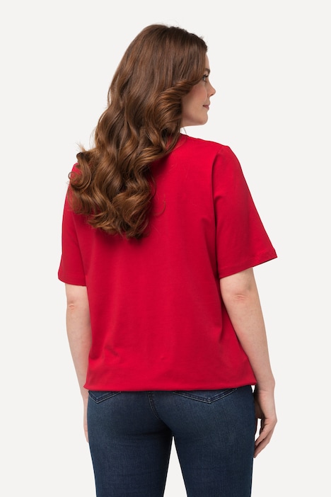 T-Shirt, Trachtenmotiv, V-Ausschnitt, Halbarm, Elastiksaum