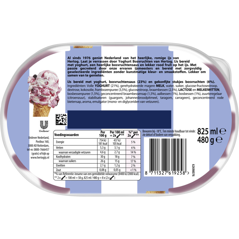 Hertog Ijssalon yoghurt bosvruchten