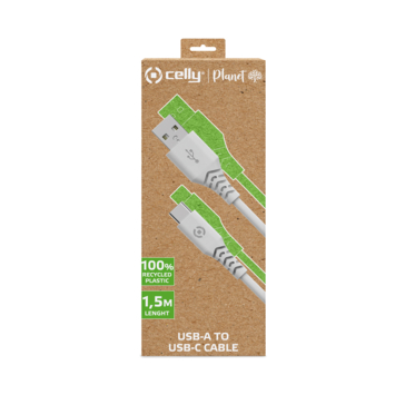 Celly Planet USB-A > USB-C kabel wit 1,5 meter