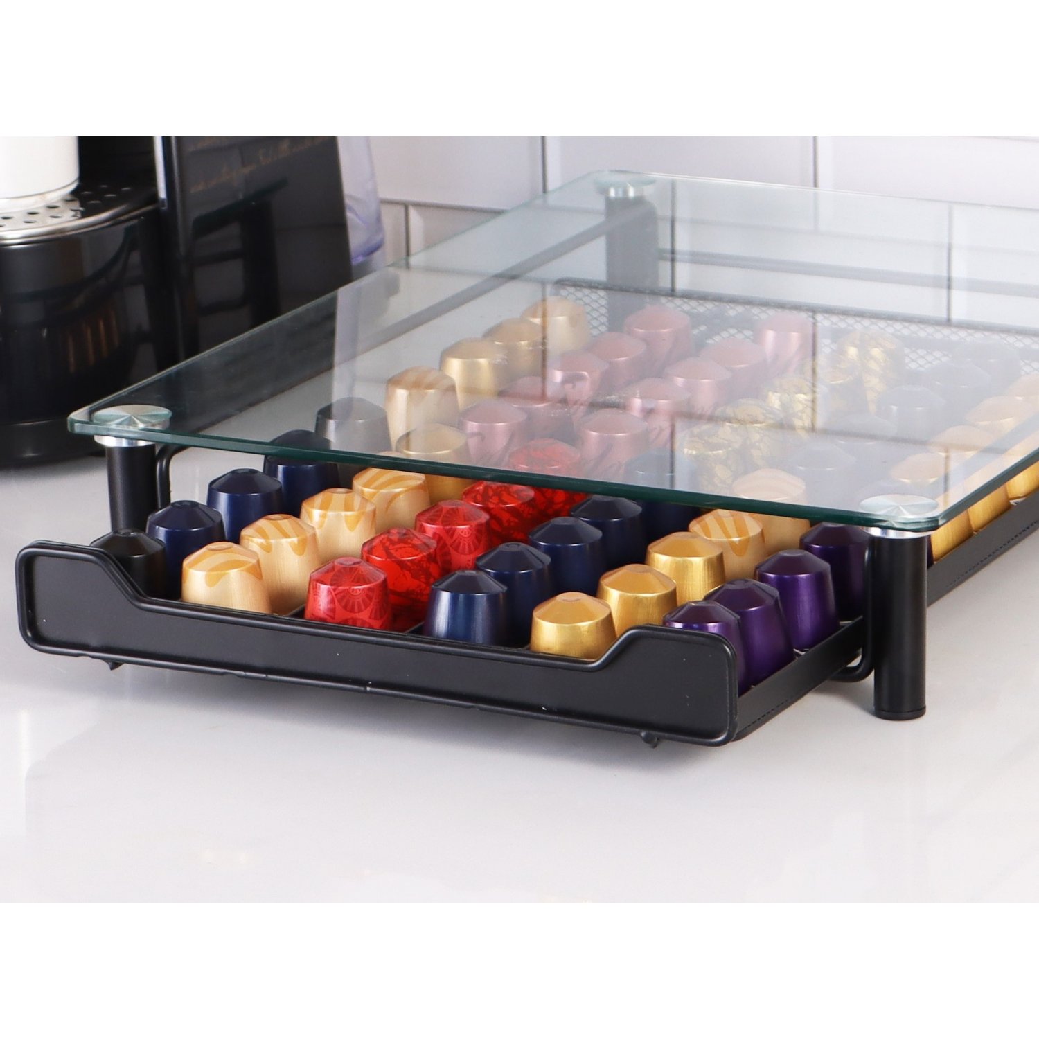 Kaffeekapsel Schublade für 60 Kapseln kompatibel mit Nespresso