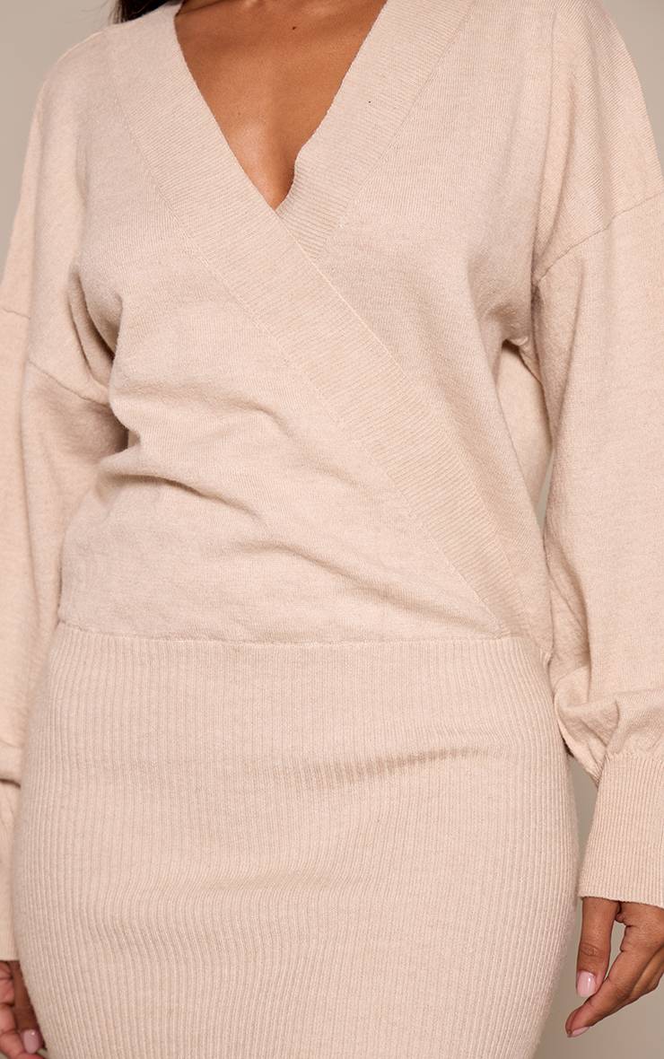 Chocolat Robe Synthétiquell Tricotée Ample Petite Avec Taille Côtelée