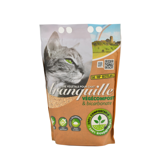 Litière pour chat végécompost et bicarbonate 4L