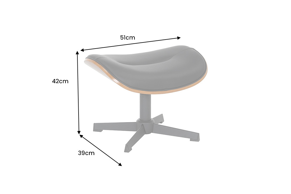 Drehbarer Hocker VOGUE COMFORT schwarz Kunstleder braun Walnuss-Design
