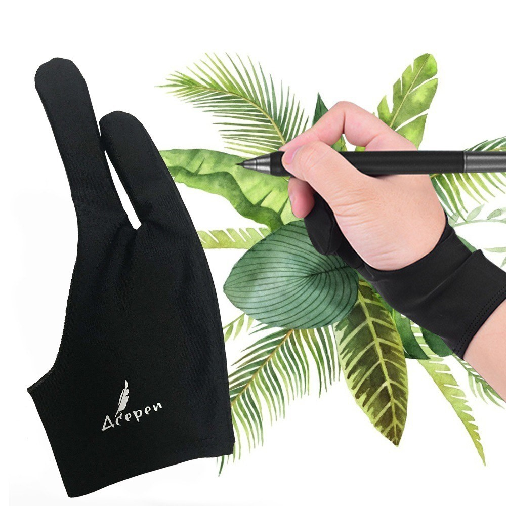 Zweifinger Zeichenhandschuh für Zeichenbrett / Grafiktablet / Lichttisch - Schwarz