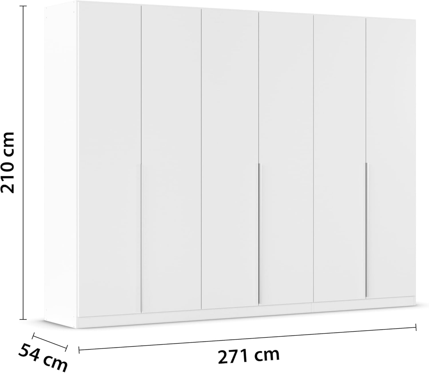 Rauch Möbel Alabama, Kleiderschrank für Schlafzimmer, Kinderzimmer, Wohnzimmer, Garderobe, Flur, 6-türig, mit Zubehör Premium, Farbe Weiß, Breite 271 cm