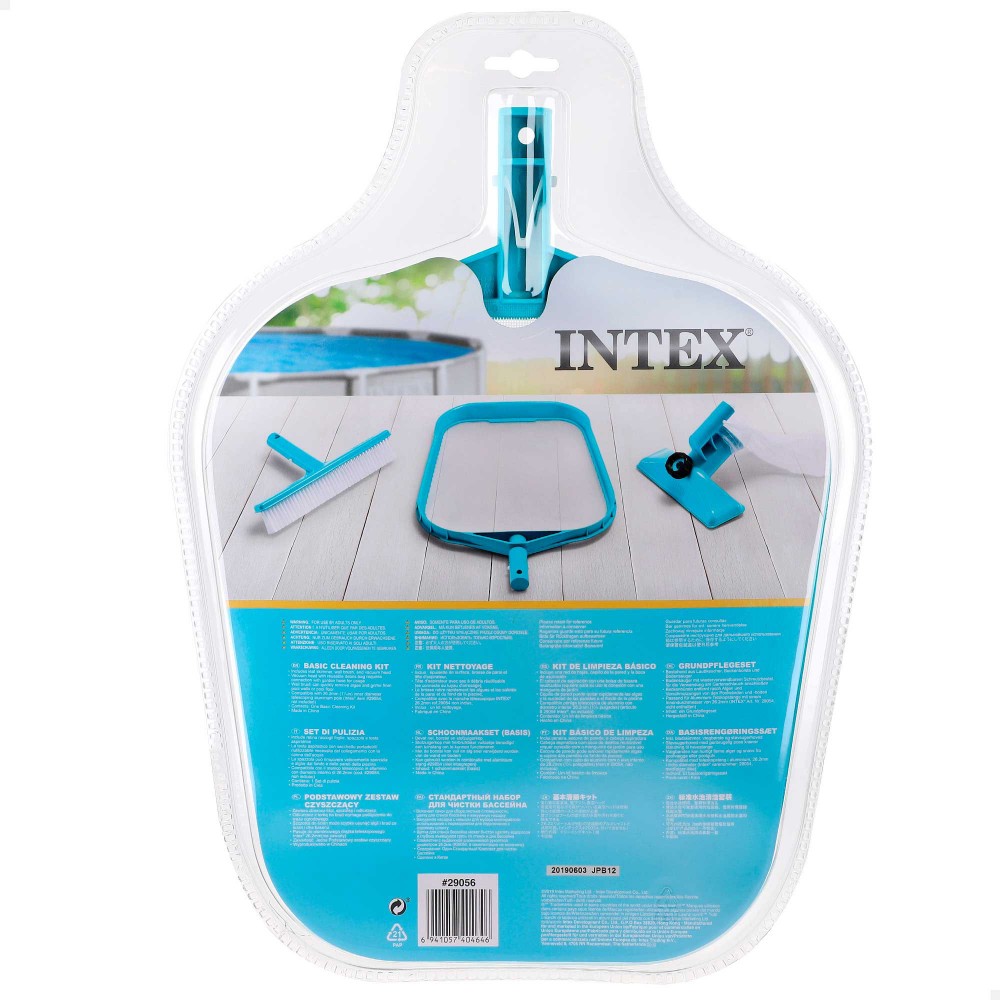 Kit de limpeza básico Intex com coletor de folhas, escova e cabeçote.