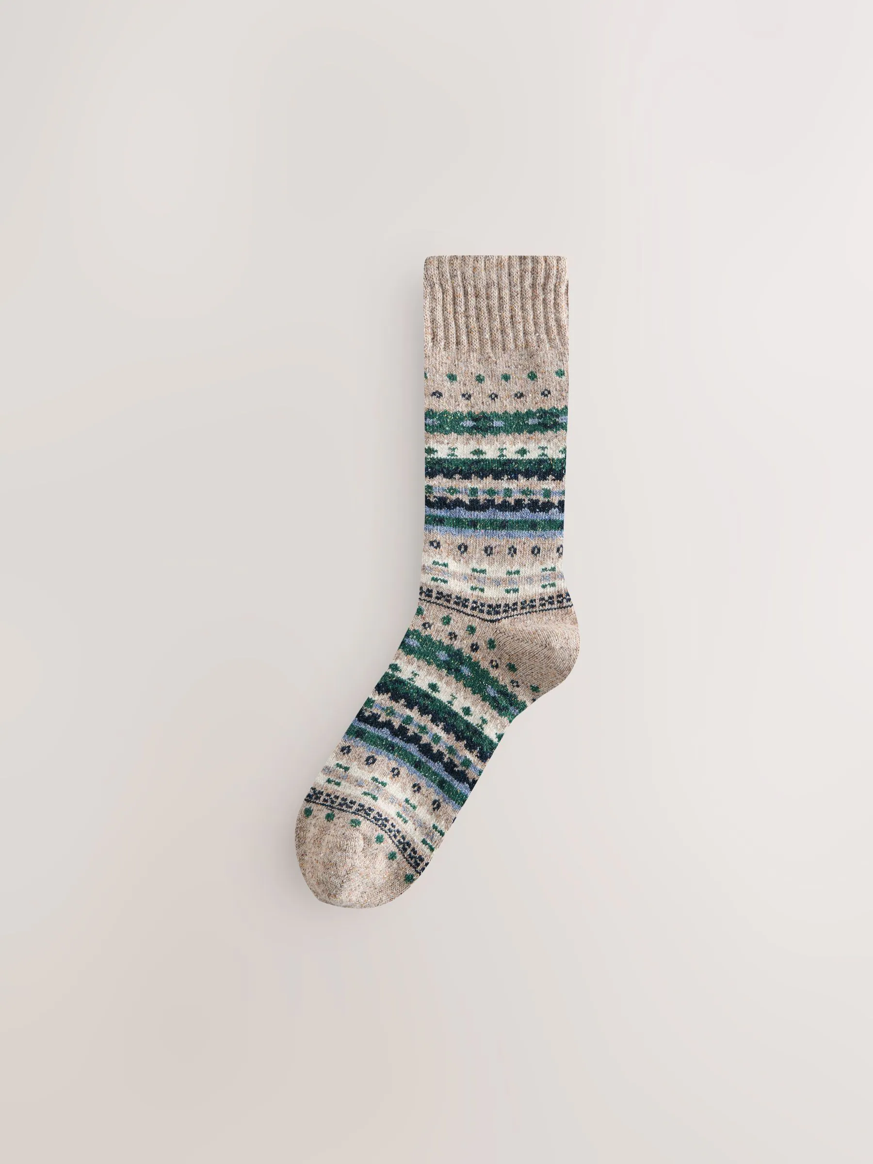 Blauw/naturel/rood met fairislemotief - Signature Thermal Wool Blend Socks 3 Pack