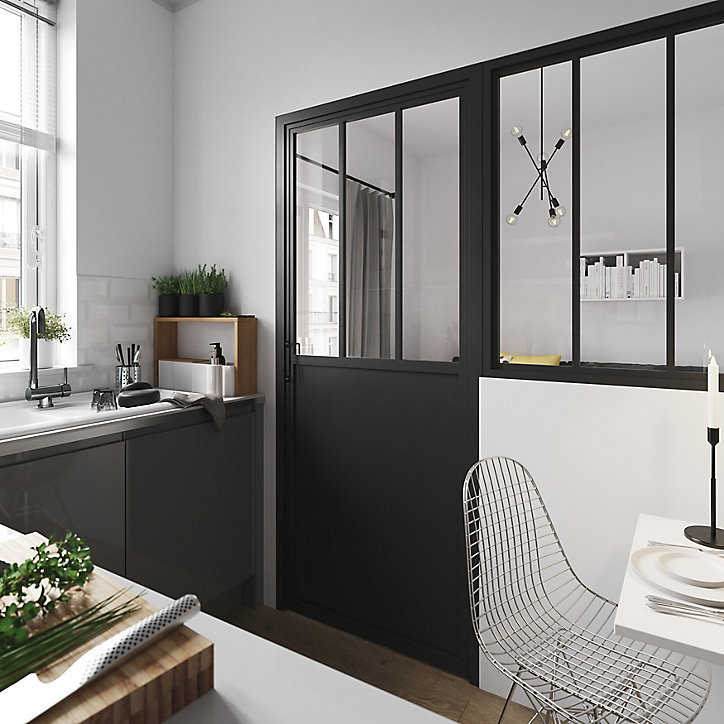 Bloc porte 3 vitrages poussant gauche H 204 X L 83 cm