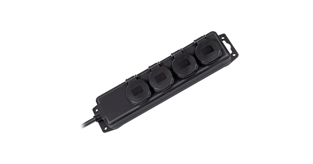 BrennenstuhlStopcontactverdeler IP44 4-voudig, 2m stekkerdoos  (Zwart)
