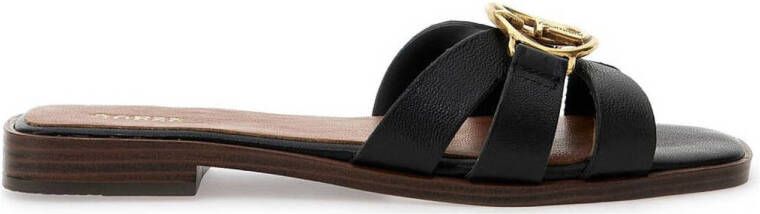 Guess Slippers van leer met labeldetail model 'SYMO'