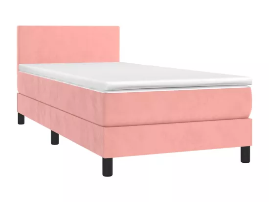 Sommier tapissier avec matelas et LED Rose 90x190 cm Velours