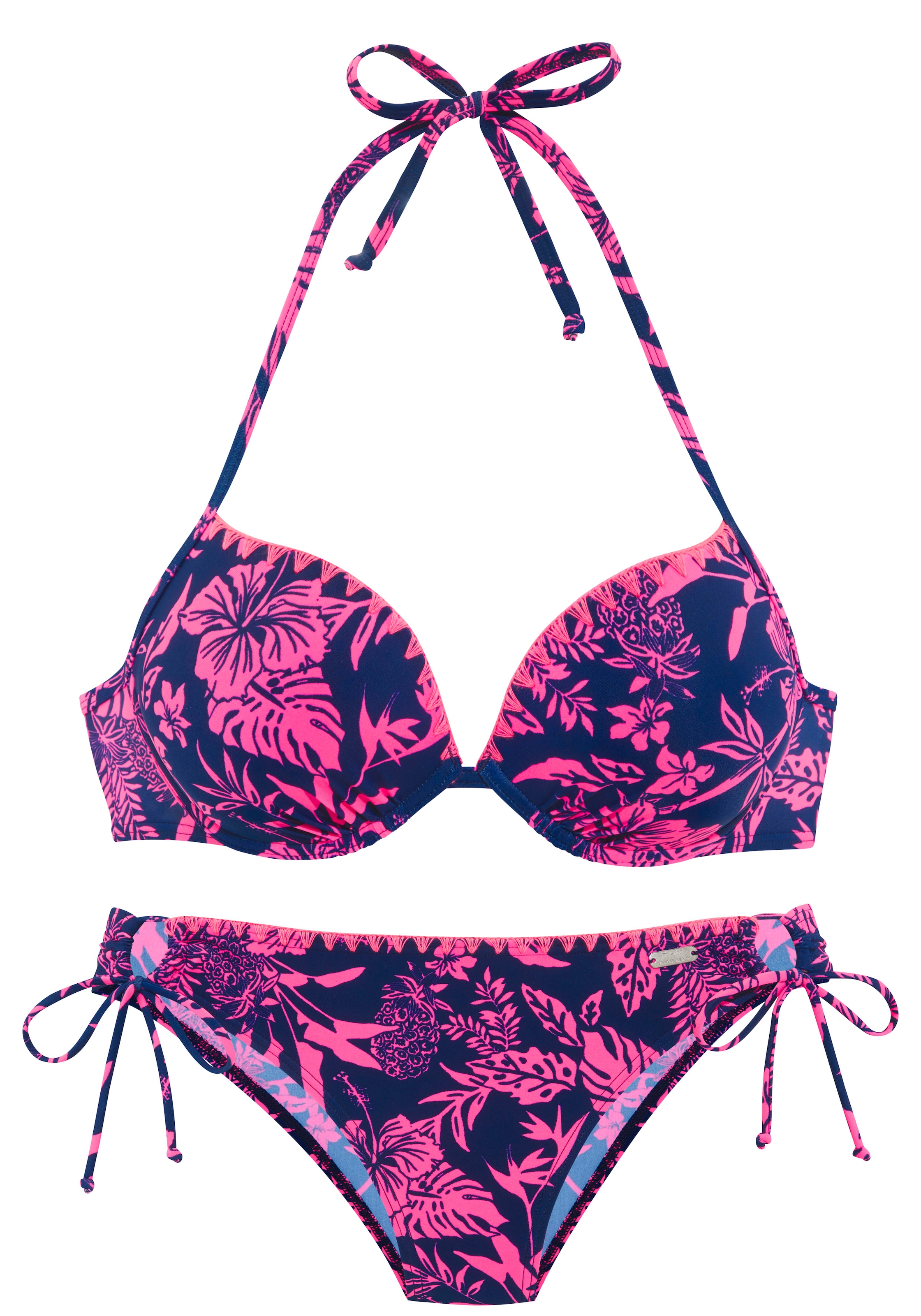 Venice Beach Push-Up-Bikini »Kensi«, mit Kontrasthäkelkante