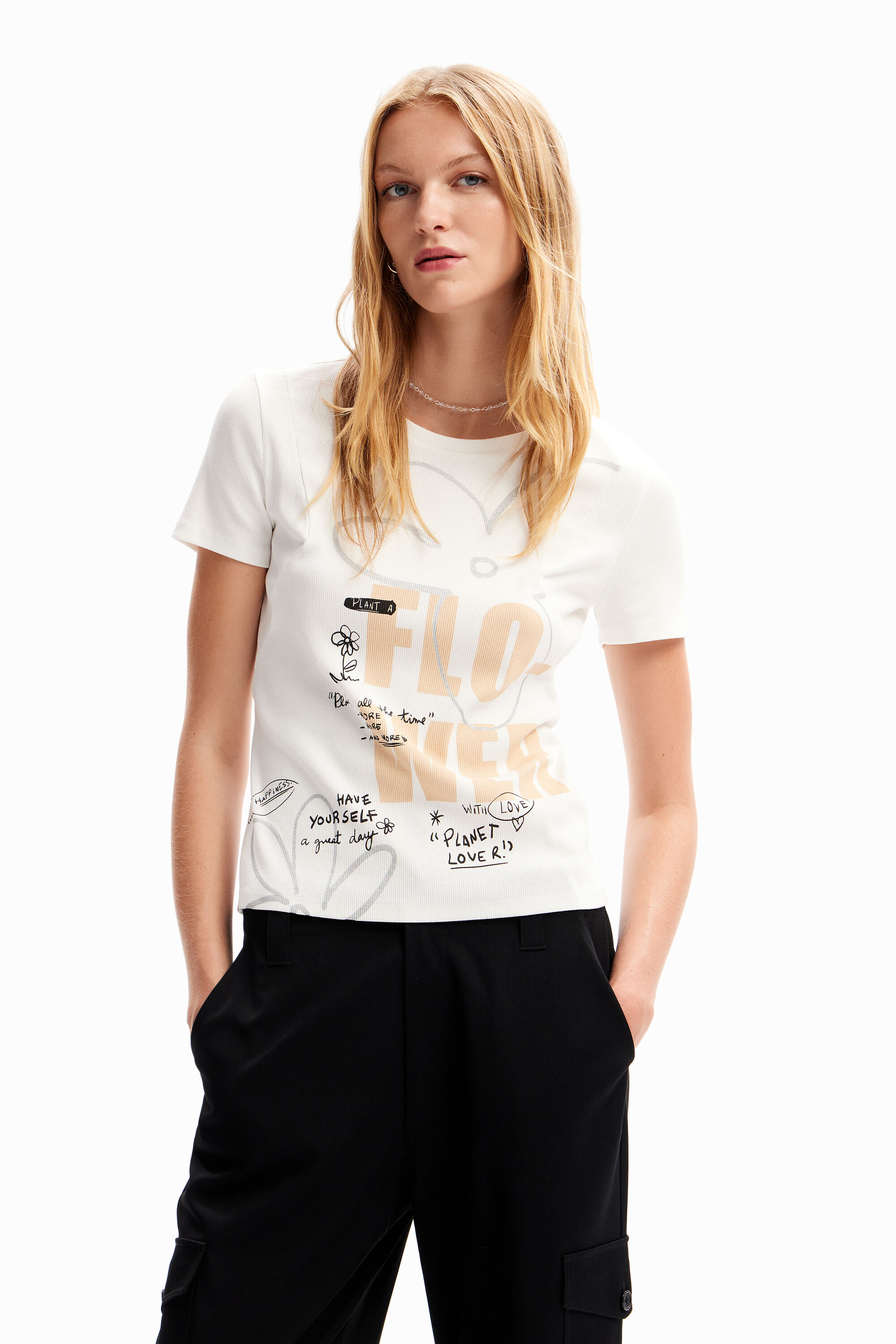 T-shirt fleur messages