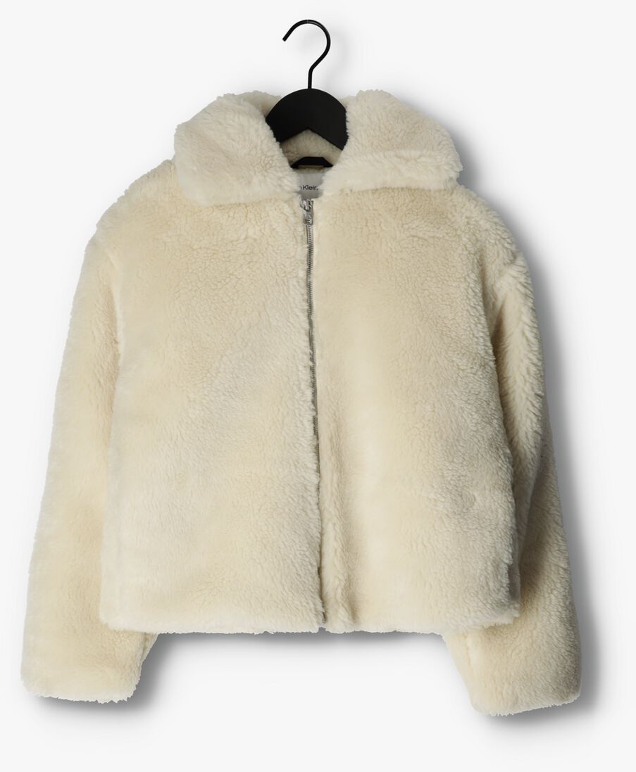 CALVIN KLEIN ecru calvin klein teddy jas back ck sherpa short jacket