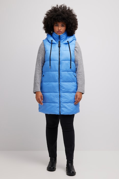HYPRAR Long-Steppweste, seitliche Zipper, Stehkragen