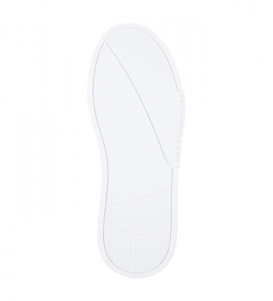 Tênis Tommy Hilfiger de couro com sola de borracha e cadarço, branco