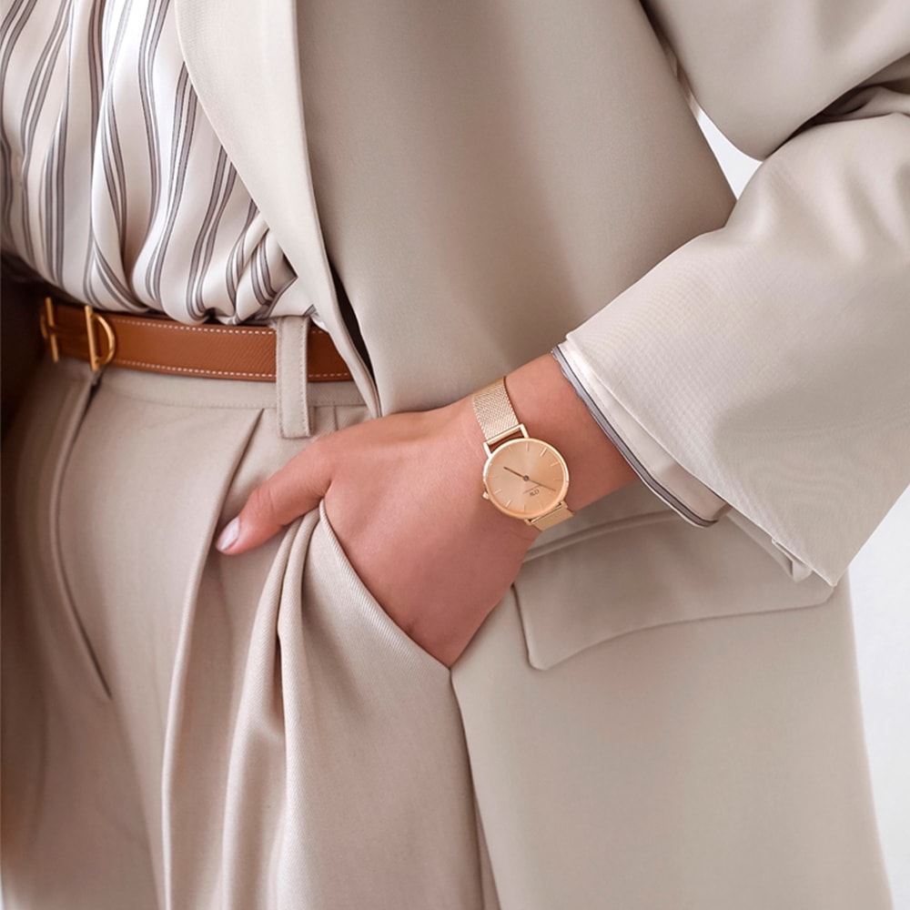 Montre à quartz - Acier inoxydable doré rose - Femme