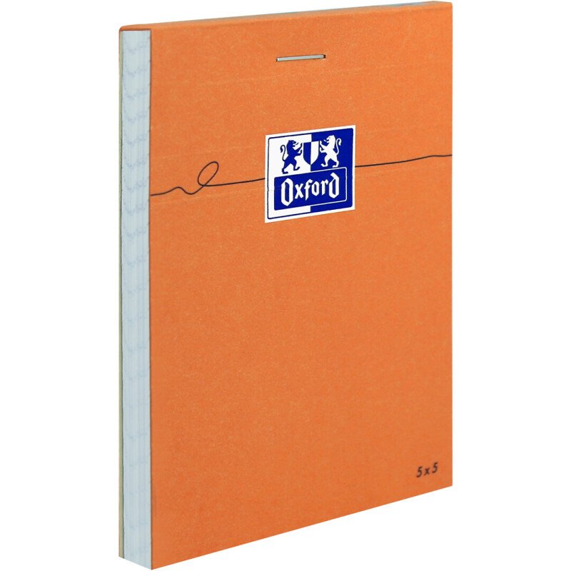 Bloc-notes Oxford Orange 8,5x12cm petits carreaux 5mm 80 feuilles agrafées couverture carte enduite orange