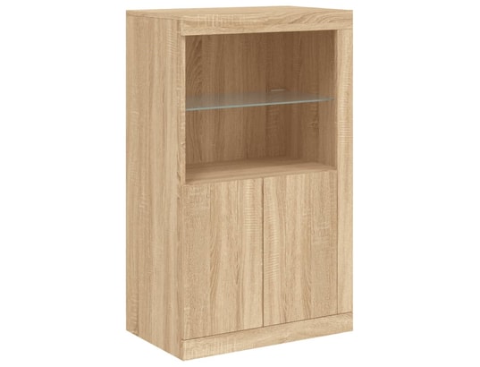 VIDAXL - Armoire de rangement Armoire latérale avec lumières led chêne sonoma