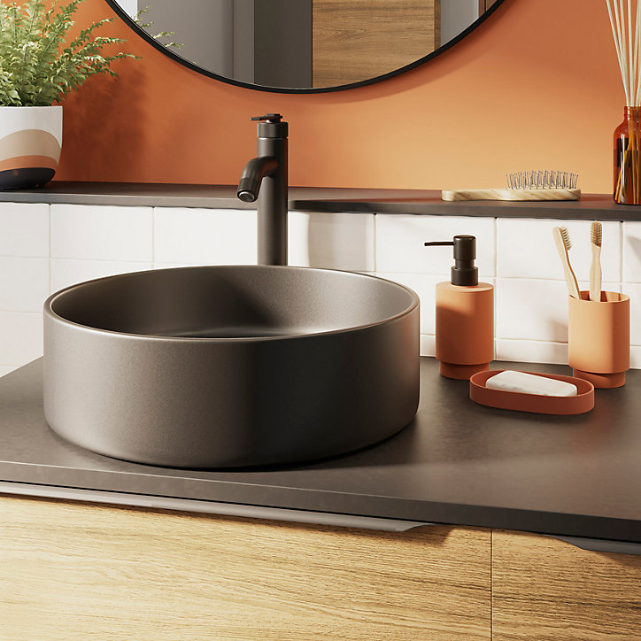 Mitigeur de lavabo noir GoodHome Selenga XL