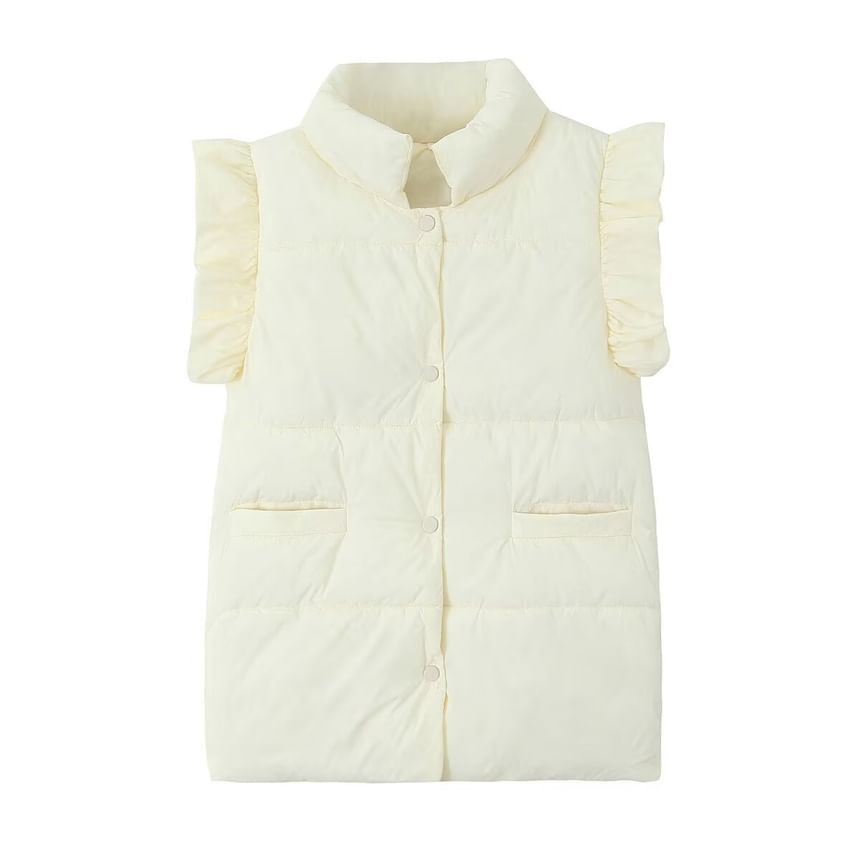 Avauntgardo - Gewatteerd vest met capuchon, opstaande kraag, effen knopen en capuchon