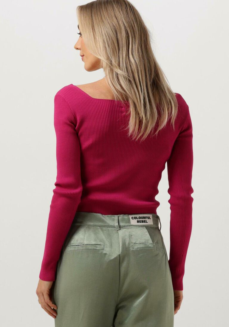 COLOURFUL REBEL roze colourful rebel trui ariel square neckline knitted top