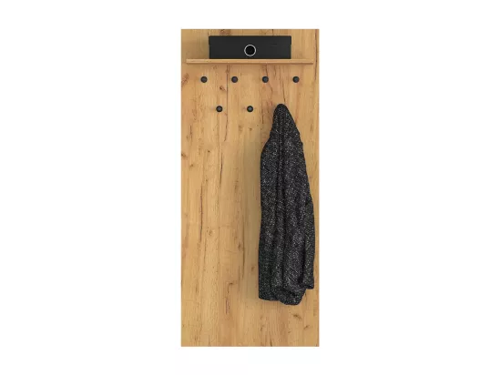 Porte-manteau mural 7 patères 1 étagère Nilo Bois
